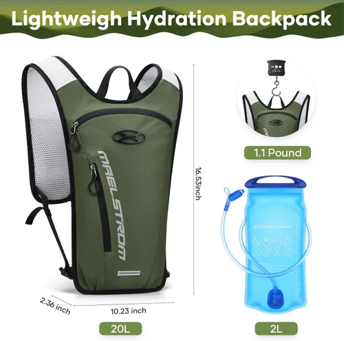 Miniatura 4 de Maelstrom Hydration Backpack, Hiking Backpack with 2L Water Bladder, Running Hydration Vest for Cycling Hiking Rave for Men Women