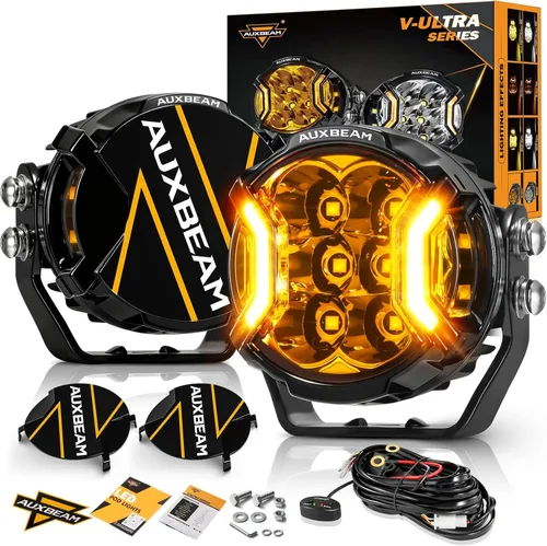 Miniatura 15 de Auxbeam Serie V-MAX 204W Luces LED de Conducción en Pod, Luz de Proyección Rectangular de 7 Pulgadas para Todo Terreno con DRL Ámbar y Luz Trasera