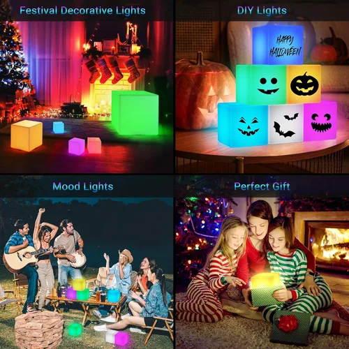 Miniatura 8 de Loftek - Luces de cubo LED de 10.2 cm, cubo teseracto RGB de 16 colores, lámpara de ambiente LED cósmica con control remoto, lámpara de noche