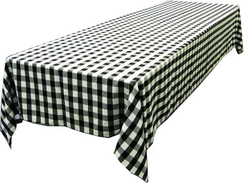 Miniatura 48 de LA Linen Mantel rectangular de poliéster Gingham a cuadros 60 por 84 pulgadas, blanco y verde oscuro