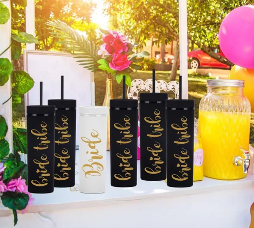 Miniatura 5 de Vasos delgados de 16 onzas de Bride & Bride Tribu. Copas de despedida de soltera, regalos de boda de compromiso, regalos de propuesta de dama