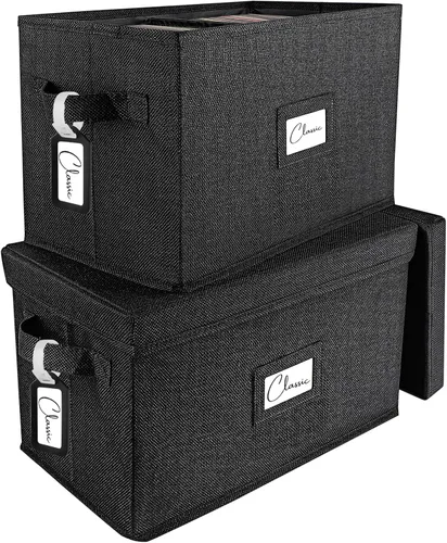 Miniatura 9 de Woodoulogy Caja de almacenamiento de discos de vinilo para LPs de 7 pulgadas/45 RPM, caja negra con tapa con capacidad para hasta 80 álbumes