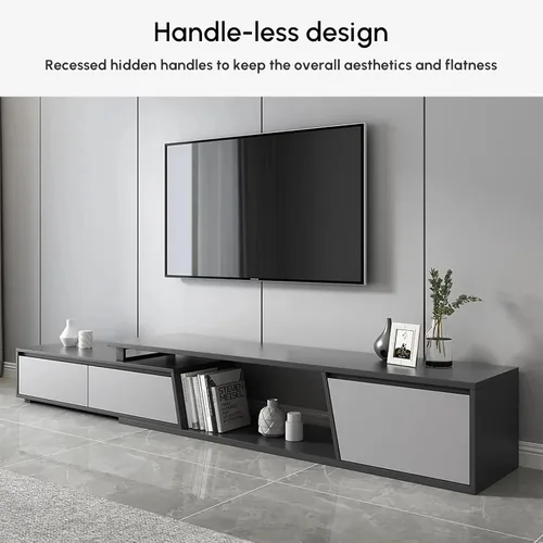 Miniatura 5 de homary Consola de TV extensible para sala de estar, centro de entretenimiento rectangular con 3 cajones, soporte de TV de hasta 110 pulgadas