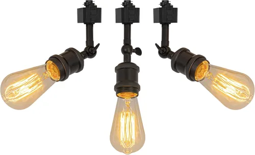 Miniatura 10 de Paquete de 1 unidad de diseño retro E26/E27 con base de título ajustable, ángulo de título rotado, sistema H, mini iluminación de cabeza de pista