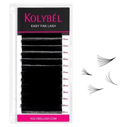 Miniatura 10 de KOLYBEL - Extensiones de pestañas Easy Fan de 0.05 mm de grosor, pestañas postizas rizadas D, bandeja de pestañas mixtas de 8-15 mm, extensión