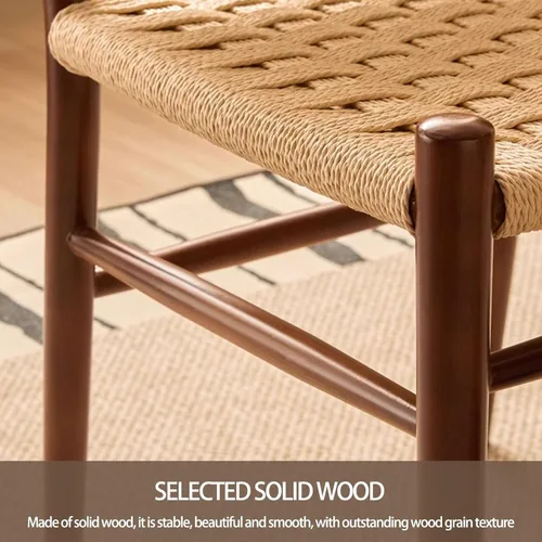 Miniatura 7 de Rattan Dining Room Chairs Wooden, Woven Kitchen Chairs, Dining Room Chair with Wood Legs, Vanity Chair,Armless Side Chair for Home Bar Restaurant