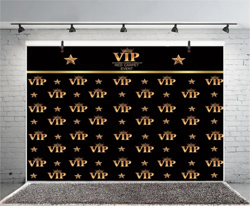 Miniatura 4 de AOFOTO Telón de fondo VIP de 5 x 3 pies, alfombra roja, decoraciones de fiesta, fondos de fotografía, fondo de película negro y dorado, fondo