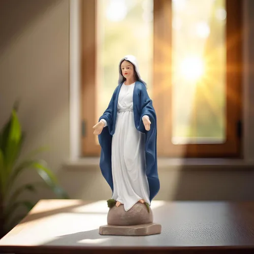 Miniatura 3 de Estatua de Nuestra Señora de Gracia – Figura de 8.5 pulgadas, decoración religiosa católica de resina para altar del hogar, mesa de oración, Azul