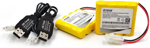 Miniatura 4 de Paquete de 2 baterías Ni-CD de 4.8 V 1200 mAh con conector 5557 y cable de carga USB para juguetes RC electrodomésticos, equipos de iluminación