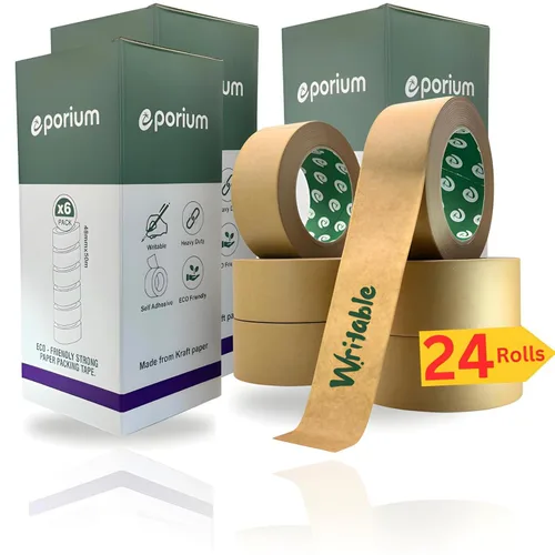 Miniatura 6 de Cinta de embalaje de papel premium, reciclaje autoadhesiva, cinta de embalaje ecológica resistente para escritura y sin recubrimiento para sellado