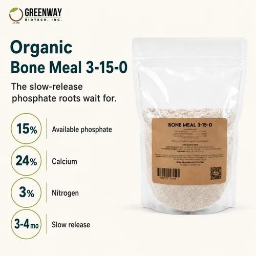 Miniatura 2 de Greenway Biotech, Inc. Fertilizante de harina de huesos 3-15-0 más 24% de calcio para el fuerte desarrollo de raíces de las plantas, fuente