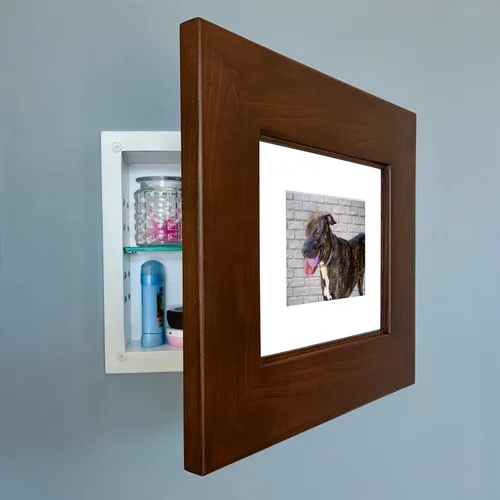 Miniatura 8 de Marco de fotos oculto de 11 x 14 pulgadas, botiquín sin espejo para baño, empotrado en la pared, fabricado en América del Norte, madera real, sin
