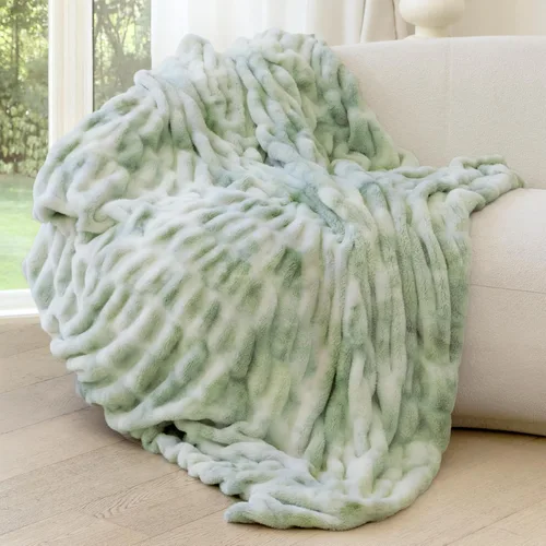 Miniatura 11 de Manta de piel sintética de conejo ultrasuave, manta esponjosa y acogedora para sofá cama, regalos de decoración de felpa cálidos y lujosos, manta