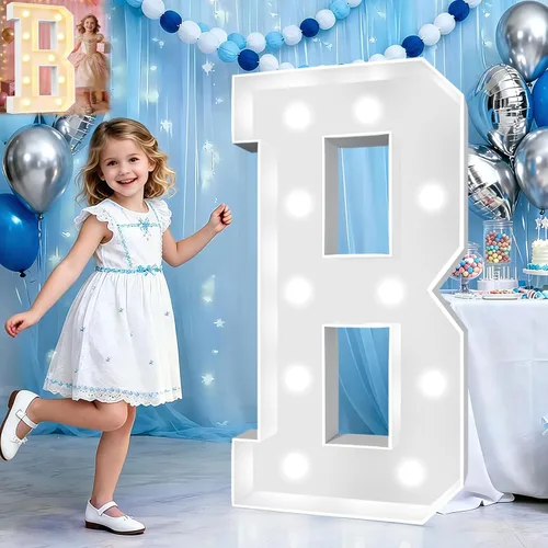 Miniatura 9 de Pooqla Letras de marquesina iluminadas de 3 pies, letras de marquesina con luz LED blanca fría y blanca cálida, letras de mosaico gigante para Letra