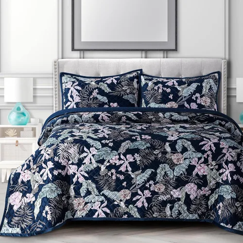 Juego de edredón de terciopelo estampado Pariza Queen Pariza Multicolor
