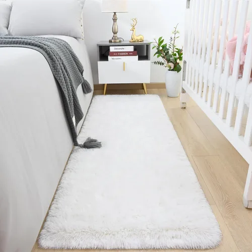 Miniatura 9 de HOMORE Alfombra de pasillo de 2 x 4 pulgadas, alfombra negra para dormitorio, alfombras esponjosas para pasillo, mesita de noche, alfombras largas