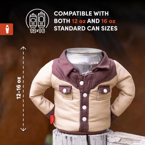 Miniatura 5 de Puffin - The Howdy Cowboy Shirt - Enfriador de latas aislado de 12 oz I Aislante de botellas de cerveza y latas de refrescos, mantiene las bebidas