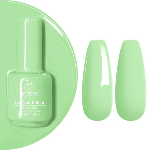 Miniatura 67 de Beetles - Esmalte de uñas de gel verde luminoso que brilla en la oscuridad, esmalte de uñas de gel que se absorbe con lámpara LED UV, arte de uñas