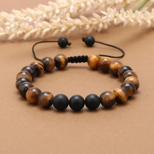 Miniatura 4 de JoycuFF Healing Bracelet for Men 8mm Black Matte Agate Stone Father Brother Son Boyfriend