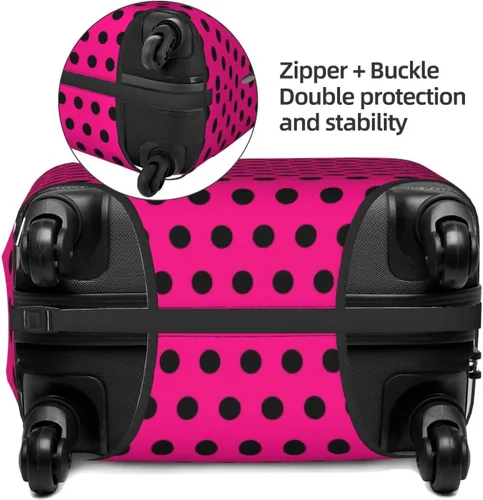 Miniatura 3 de Funda protectora de equipaje con diseño de lunares, color negro y blanco, Lunares negros sobre rosa