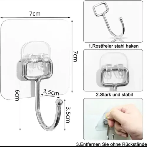 Miniatura 6 de Ganchos autoadhesivos transparentes ultra fuertes de 50 libras (máx.), ganchos de pared resistentes para cocina, baño, techo y más, la solución