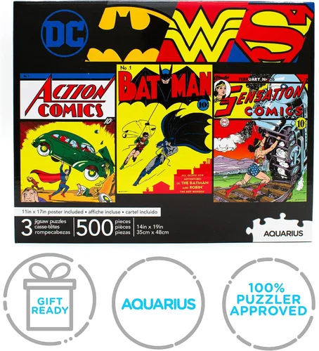 Miniatura 7 de DC Comics - Juego de rompecabezas de 3 x 500 piezas con póster adicional, paquete de rompecabezas de superhéroe para adultos, niños y familias
