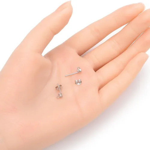 Miniatura 2 de Adabele - 2 pares de aretes de plata de ley auténtica de 0.118 pulgadas (0.118 in) con circonitas cúbicas pequeñas, anillo cerrado, circonita Oro