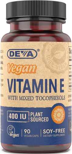 Miniatura 8 de DEVA Vitamina E vegana de fuente natural 400IU con tocoferoles mixtos, sin soja, 90 cápsulas vegetales (paquete de 2)
