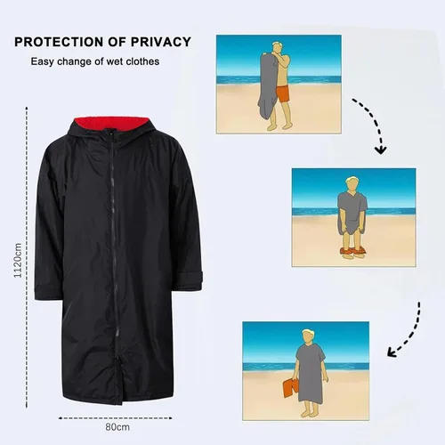 Miniatura 9 de DEHAI Chaqueta de natación para mujeres, hombres y jóvenes, impermeable, poncho de surf, bata de gran tamaño, ligera, con forro de toalla cálida
