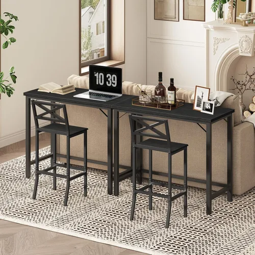 Miniatura 4 de MAHANCRIS Mesa de Bar Estrecha, Mesa de Pub de 160 cm para Sala de Estar, Mesas de Bar con Estructura de Metal Resistente, Mesa de Bar Conectable