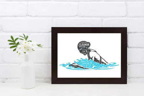 Miniatura 3 de Póster de natación de niña con trazo de pecho, póster de natación para niñas, regalos de arte de pared personalizados para nadadores, regalos