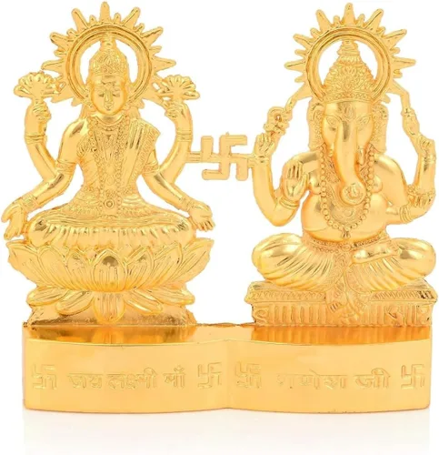 Miniatura 5 de IS4A Laxmi Ganesha - Estatua energizada – Lakshmi Ganesh Murti para Mandir Home, regalo de Diwali ídolo Murti para Pooja hindú, hogar Mandir indio