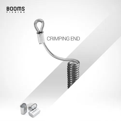 Miniatura 4 de Booms Fishing T4 cordón o cuerda de seguridad en espiral, Cuerda de alambre de acero interior con langosta, se expande hasta 59 pulgadas. 6PCS
