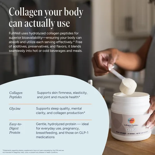 Miniatura 3 de FullWell Nuevos Péptidos de Colágeno Hidrolizado, Polvo de Colágeno Seguro para Lactancia y Embarazo a Base de Pasto para Mujeres, 15g de Colágeno