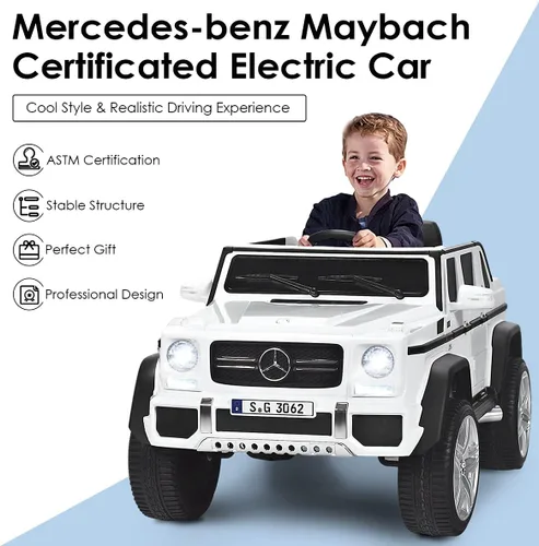 Miniatura 5 de HONEY JOY vehículo eléctrico para paseo con licencia Mercedes-Benz Maybach G650, batería de 12 V, con control remoto, luces LED, música, arranque