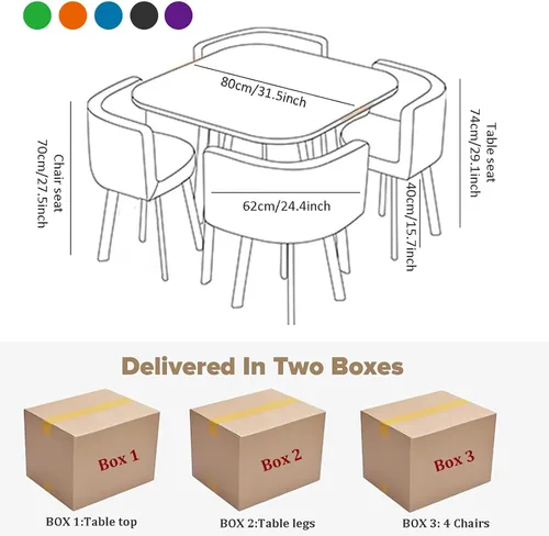 Miniatura 7 de Juego de mesa de comedor cuadrada con sillas, mesa de cocina compacta y 4 sillas, mesa de conferencias moderna con sillas, mesa de recepción
