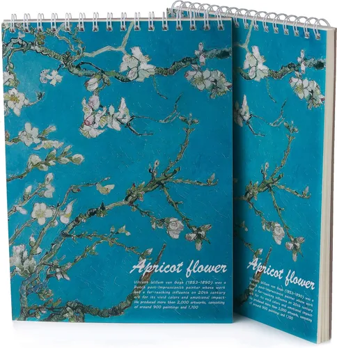 Paquete de 2 libros estéticos de bocetos en espiral para niños, 98 libras/5.64 oz/m², papel grueso sin ácidos, A4, diario mixto en blanco, cuaderno