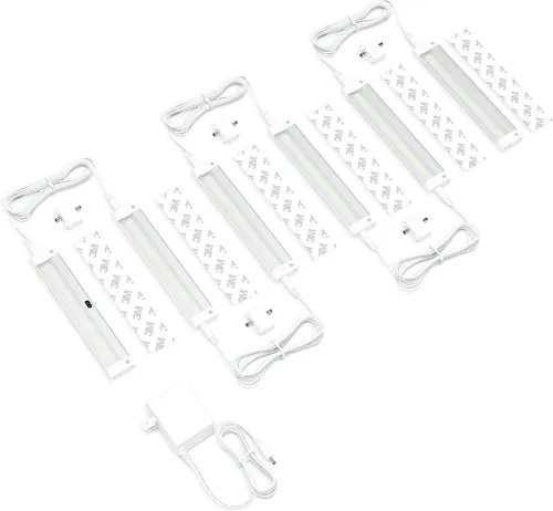EShine Kit de iluminación LED activada por ondas manuales para debajo del gabinete, regulable, paquete de 6 unidades de 7 pulgadas, control de