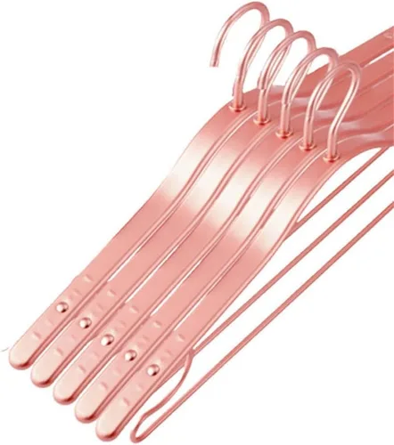 Miniatura 9 de 5pcs Metal Clothing Hanger Aluminum Alloy Thicken Winter Coat Hanging Rack Space Saver Storage Clothes Hangers(Champagne)