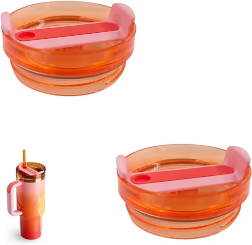 Miniatura 19 de Paquete de 2 tapas para vaso de 40 onzas compatibles con Stanley Quencher, cubiertas de vaso de acero inoxidable a prueba de derrames y resistentes