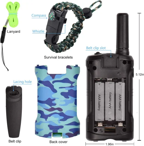 Miniatura 6 de Aikmi - Walkie Talkies para niños, de 22 canales de radio, 2 vías y 3 millas de alcance. Walkie Talkies de juguete duraderos, el mejor regalo