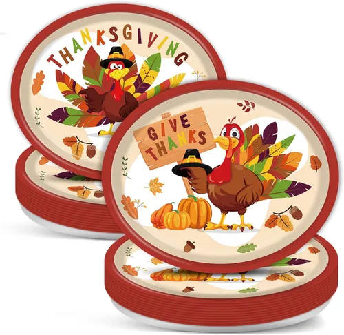 Miniatura 20 de 50 platos de papel ovalados de guinga rojo y verde de Navidad grandes de 11 pulgadas, desechables, decoraciones de fiesta temática de Navidad