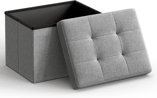Miniatura 13 de SONGMICS Mazie Collection - Pequeña otomana plegable de almacenamiento, taburete reposapiés, 12.2 x 16.1 x 12.2 pulgadas, capacidad de carga de 286