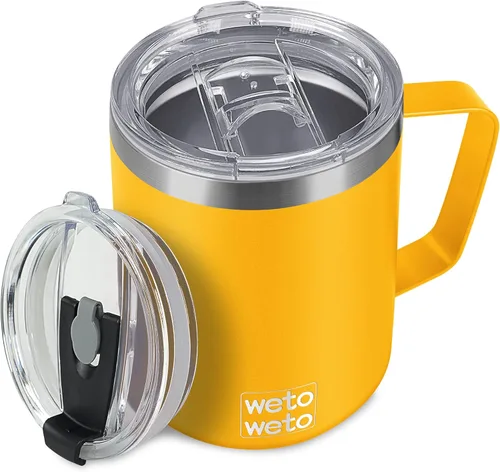 Miniatura 10 de WETOWETO Taza de café de 14 onzas, taza de campamento aislada al vacío con tapa, vaso de viaje de acero inoxidable de doble pared, taza de café