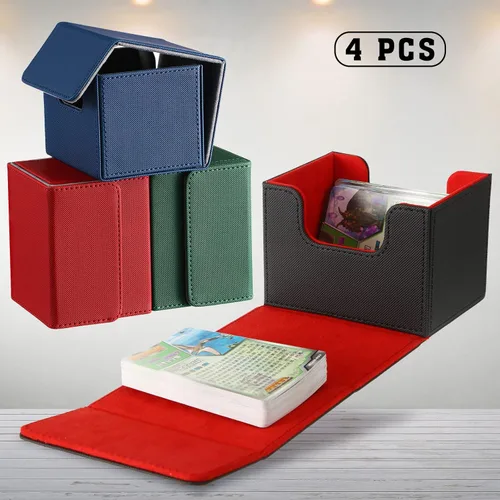 Miniatura 3 de Yookeer 4 Piezas Cajas de Cartas de Cubierta de Cuero Caja de Juego de Cartas de Cubierta para Caja de Cartas de Juego Coleccionables Compatible