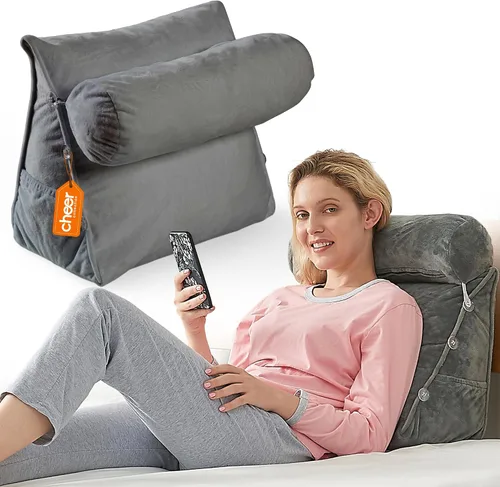 Miniatura 11 de Cheer Collection Almohada de cuña de lectura, almohada de TV con almohada ajustable, soporte de espalda de espuma viscoelástica para sofá y cama