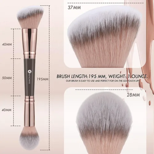 Miniatura 5 de KINGMAS Brochas de maquillaje de doble punta y brocha de base plana