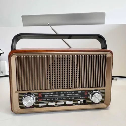 Miniatura 6 de Radio AM/FM retro con altavoz y función de reproducción de TF/USB, radio de diseño vintage con dial de sintonización grande, batería de larga