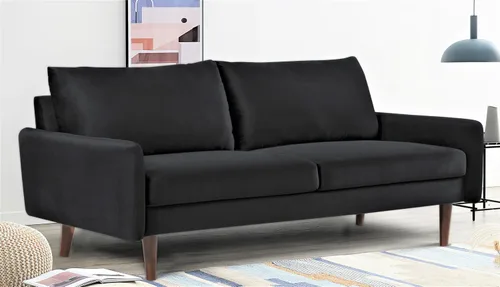 Miniatura 6 de Container Furniture Direct Kent - Sofá de terciopelo para salas de estar modernas y espacios compactos, cómodo sofá de 3 plazas, muebles de estudio