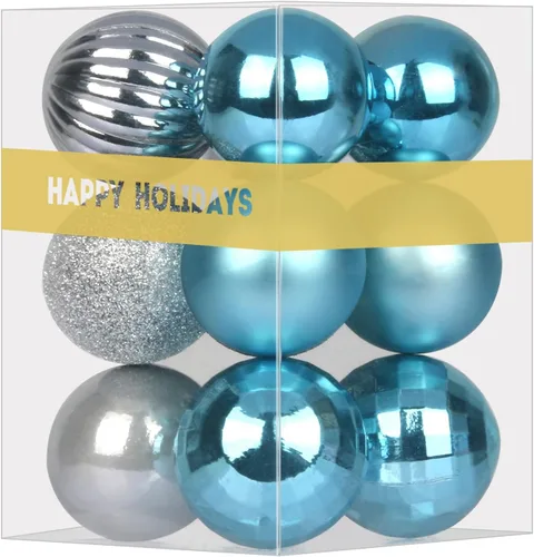 Miniatura 150 de Bolas de Navidad Grandes de 3.2" en Azul Bebé - Adornos para Árbol de Navidad, Bolas Colgantes Inastillables para Cumpleaños, Halloween, Boda